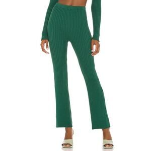 Callahan Knitwear Women's Green Pull-On Rib Knit Tailored Slim Pants Size L